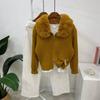 C S In The Room wiSh Fur Collar Ribbed Two Way Zip Long Sleeve Knit jaCket 4Col