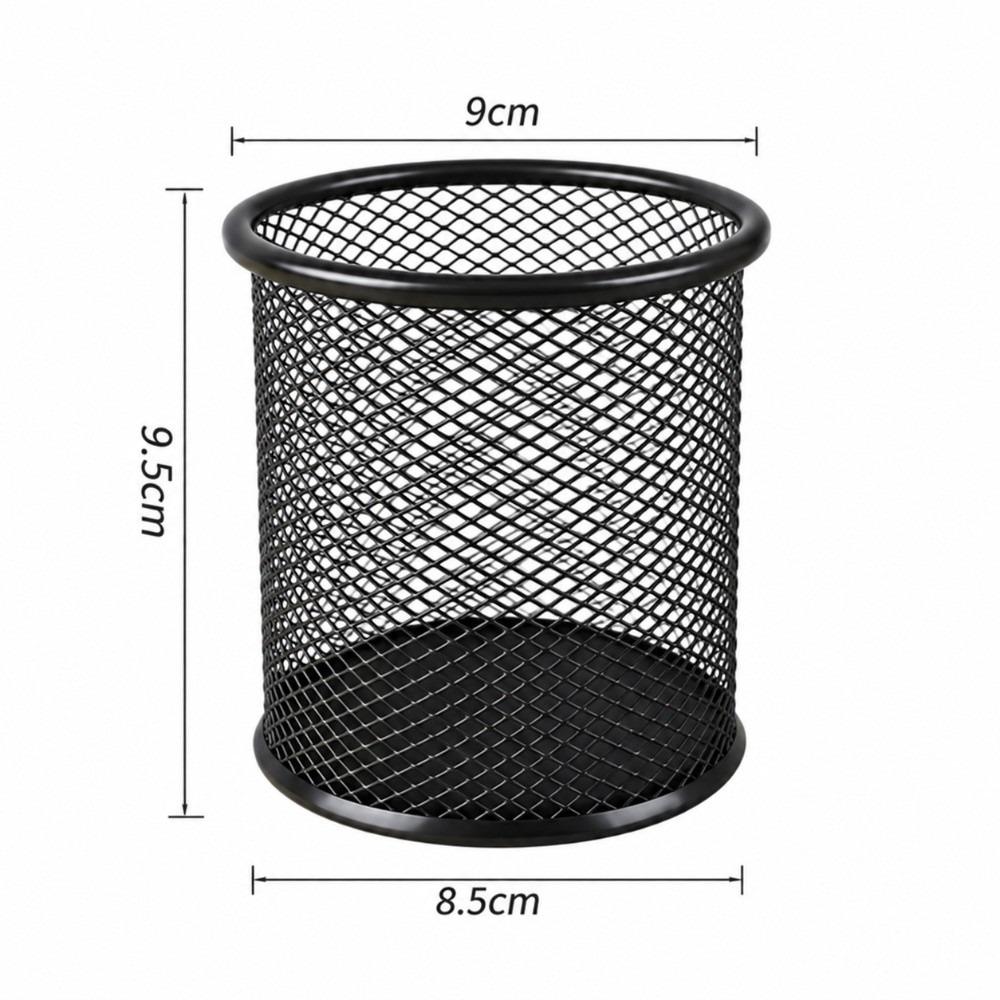 2 pcs Metal Storage Tube Round Desktop Organizer Decorative Pen Holder Cosmetic Arrangement