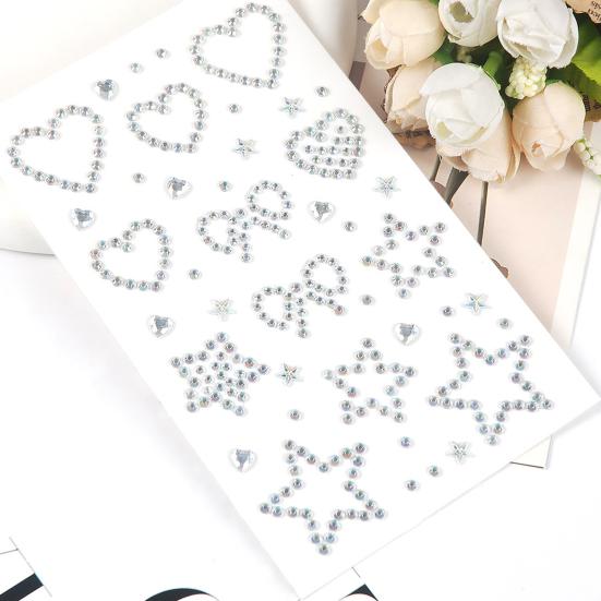 Rhinestone Stickers for DIY Acrylic Star Heart Butterfly Gems Sparkling Decals for Scrapbooking Packaging Face Nail Art Craft Decor