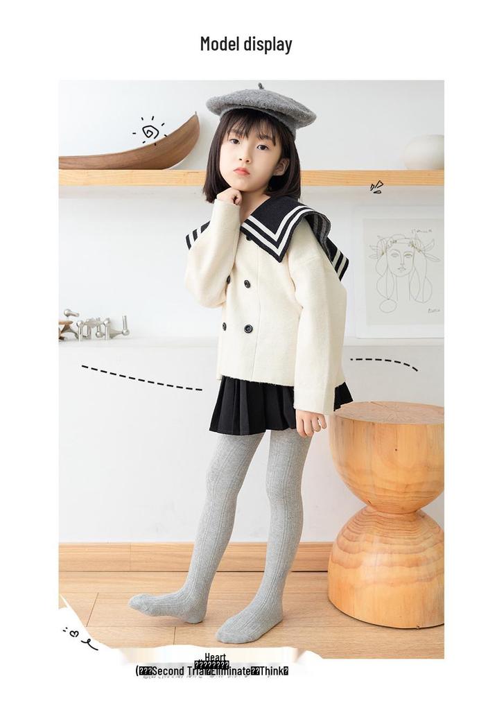 Khmer Cotton Tights for Children - Large Cable Knit, Open Crotch with Bowknot Style, Dual-Use Base Layer Pants for Toddlers and Girls