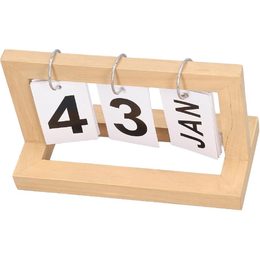 Desk Calendar Standing Flip, Flip Desk Calendar, Standing Flip Wooden Desk Calendar Nordic Vintage Large Display Wooden Flip Calendar for Office