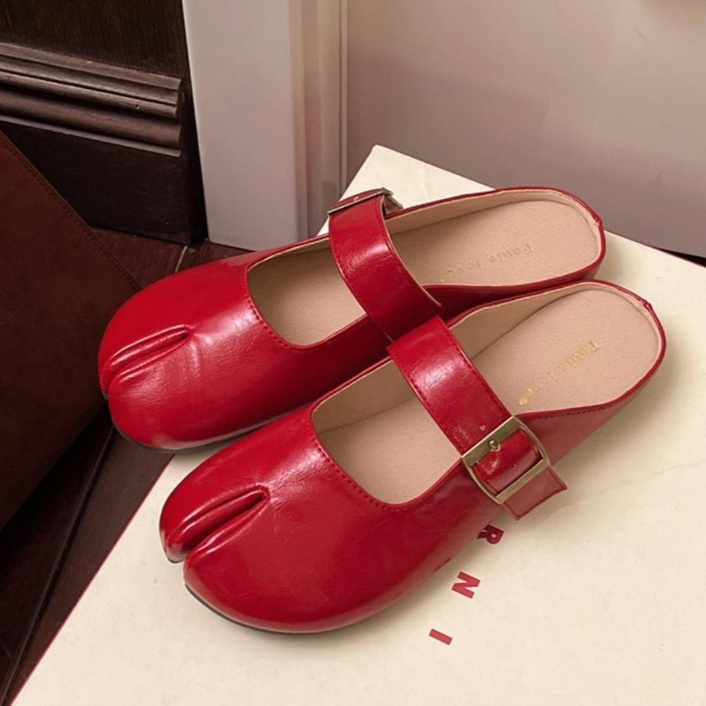 Fashion 2025Women Split Toe Flats  Shoes Woman Microfibe Comfy Flats Slippers Soft Bottom Loafers Slip on Beach Slides