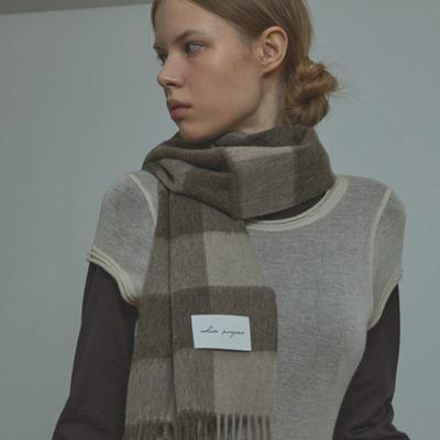 White Project PATTERN VIRGIN WOOL MUFFLER_BROWN