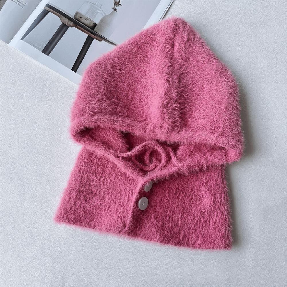 Hat and Scarf Integrated Women  Balaclava Plush Windproof Cap Knitted Beanies  Outdoor