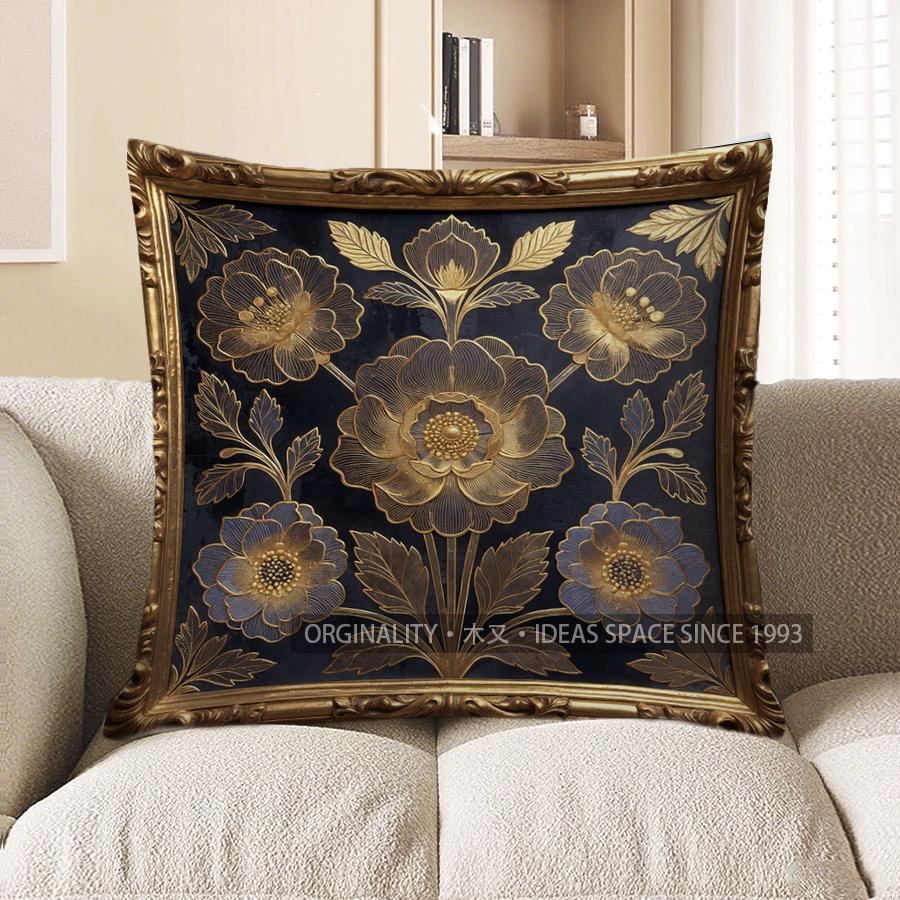 2D Gilt Floral Patterned Throw Pillow Covers Pattern Cushion Cover Suitable For Sofa Bedroom Car Pillow Cover