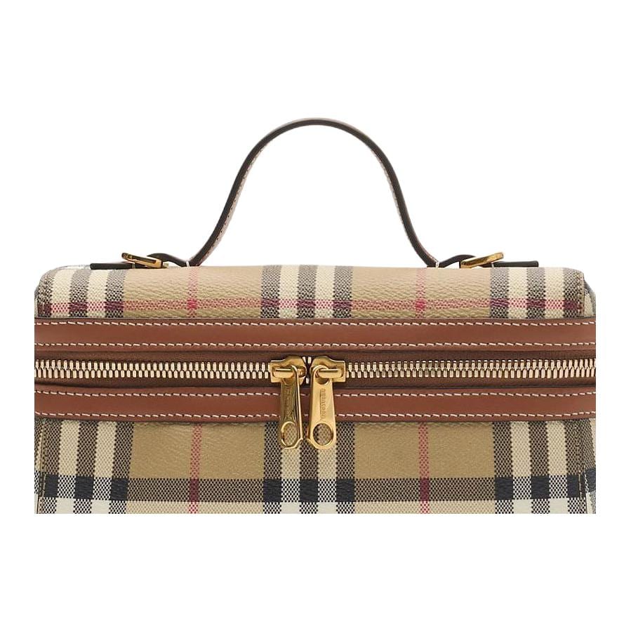 Burberry Borsa Trucco in Poliuretano da Toeletta Regolare da Donna Beige & Pino Silvestre & Marrone 81205251