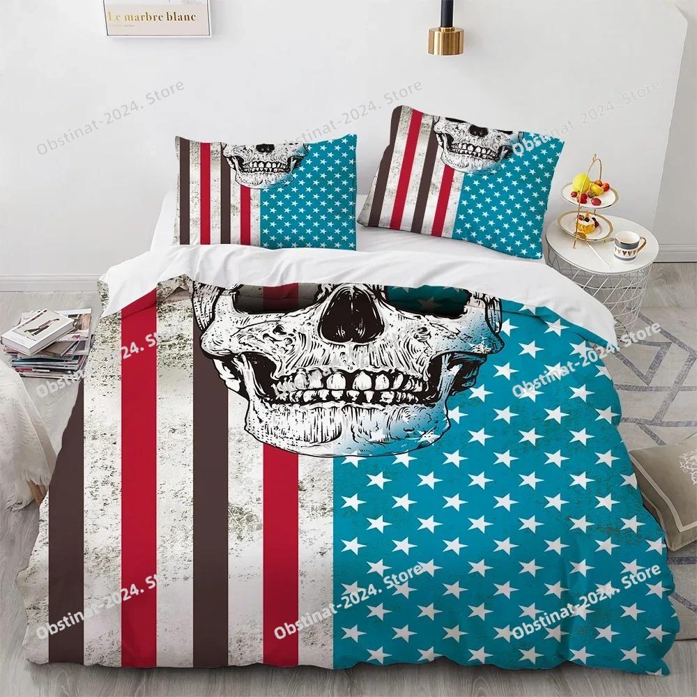 New Distressed Bedding Set Single Twin Full Queen King Size Bed Set Aldult Kid Bedroom Duvet cover Sets Skeleton Bed Sheet Set