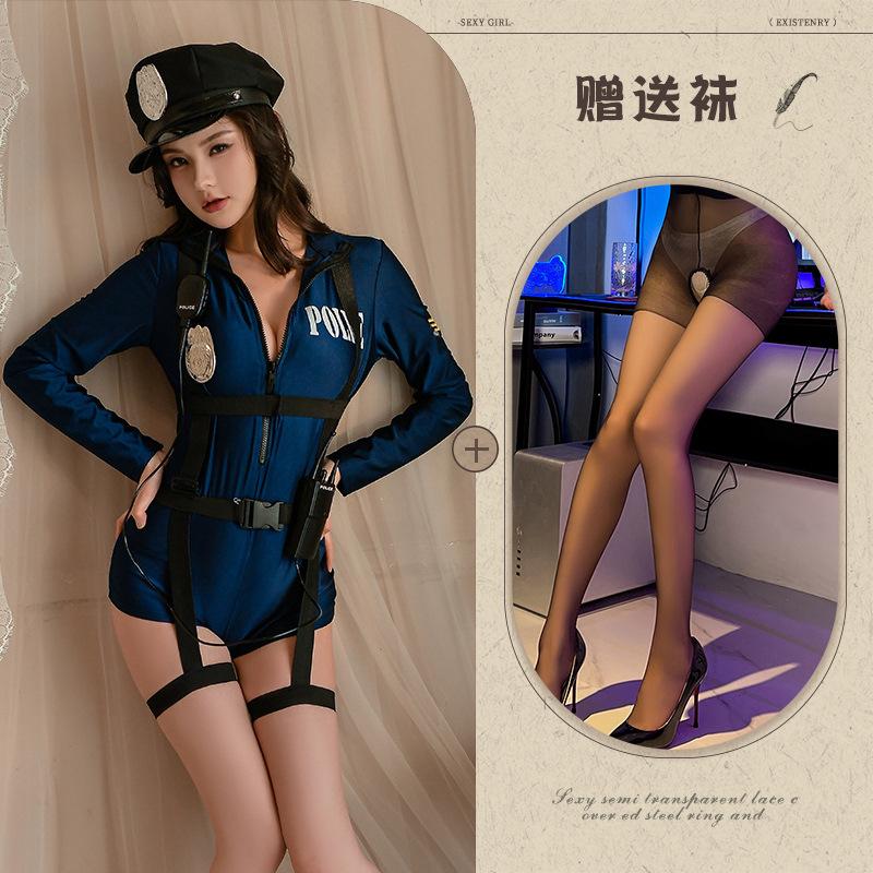 Fun Underwear Sexy Night Policewoman Cos Suit Seductive Flight Attendant Outfit European and American Style Royal Sister OL Secretary Outfit