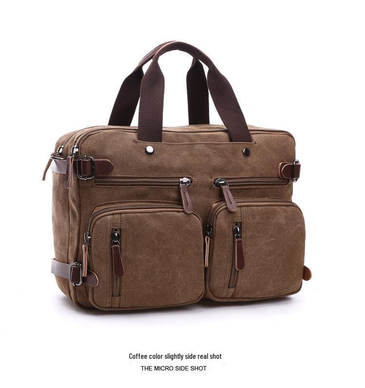 Cross-Border Canvas Laptop Backpack - Large Capacity Business Travel Bag