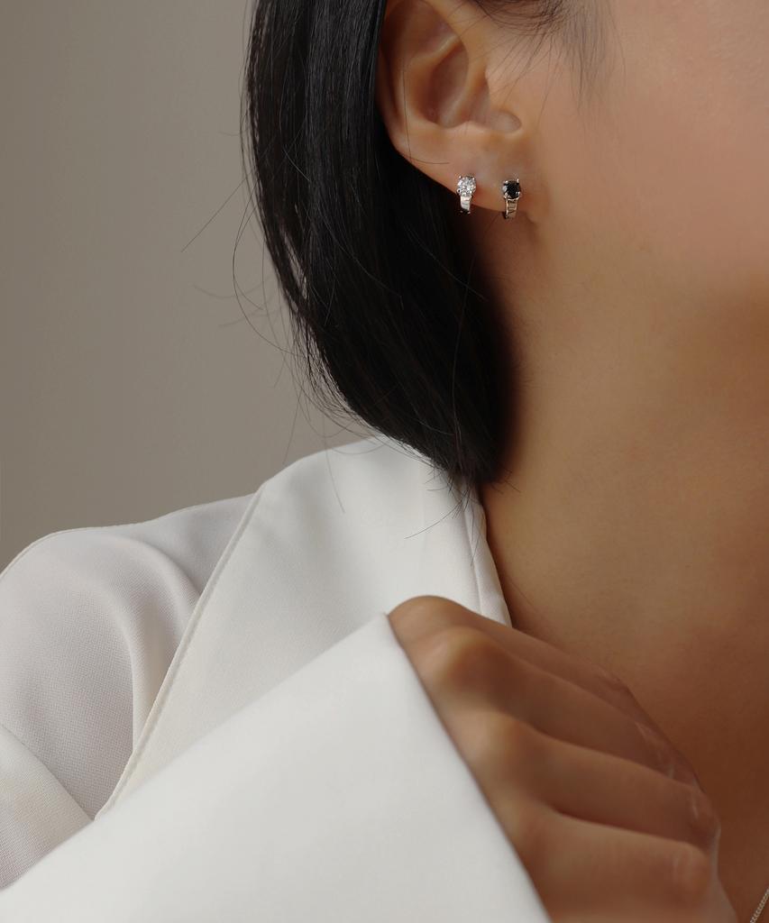 Morl Cubic One-Touch Earrings [Silver 925]