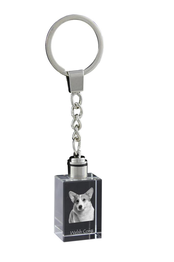 Pembroke Welsh Corgi - Crystal Key Ring with Dog Photo, Illuminated Key Ring, Unique Gift by Art-Dog Brand