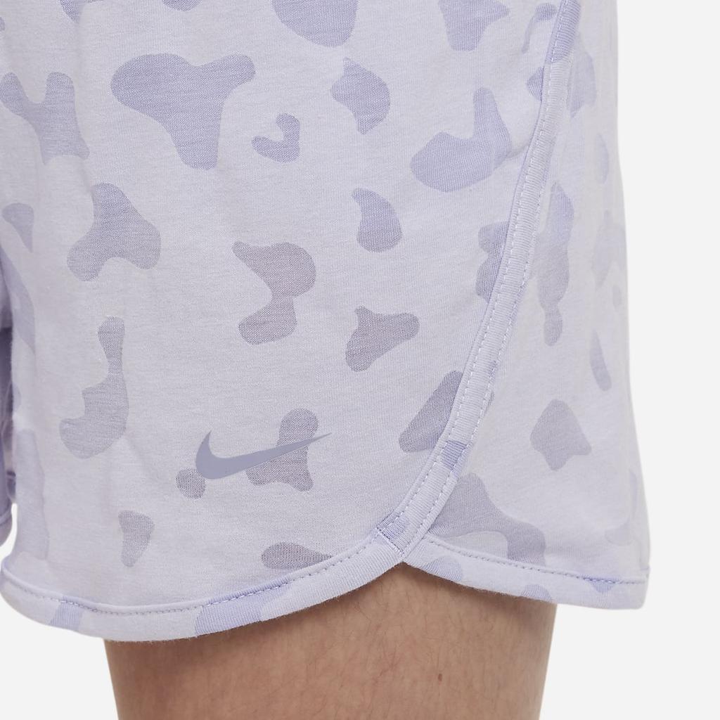 Nike Dri-FIT Breezy Full Print High-Waisted Drawstring Shorts Kids Shorts Lavender FB1095-536