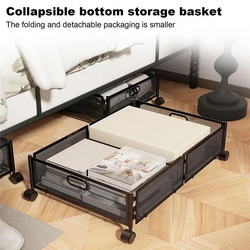 Under The Bed Quilt Storage Bins Large Capacity Rolling Iron Drawer For Clothes, Blankets Foldable Shoe Organizer