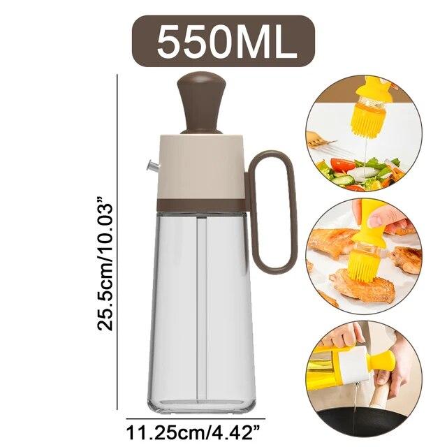 2 In 1 Oil Dispenser With Silicone Brush BBQ Oil Spray Glass Bottle For Barbecue Cooking Seasoning Bottle Kitchen Tool