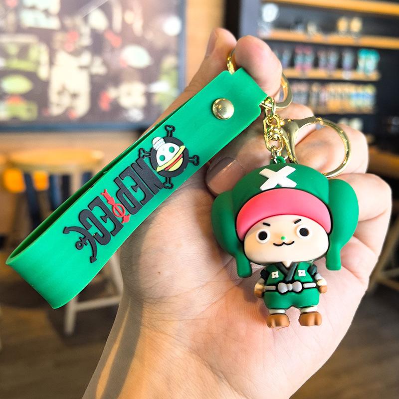 Anime One Piece Keychain Cute Luffy Sabo Resin Action Key Ring Car Backpack Decor Key Chain Gifts