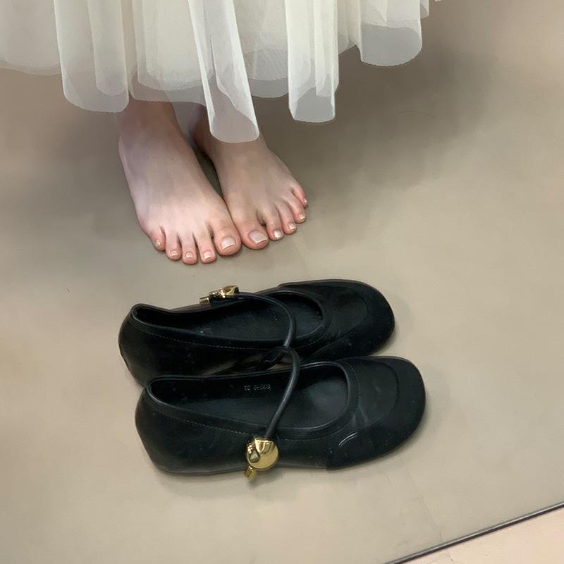 

Blue cabinet, inner height increase splicing Mary Jane shoes 2025 spring and summer new round head shallow mouth commuting Velcro single shoes women 40 чёрный