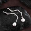 ZAKOL Elegant Imitation Zircons Long Dangle Earrings for Women Sliver Color Luxury Wedding Zircon Bridal Ear Accessories