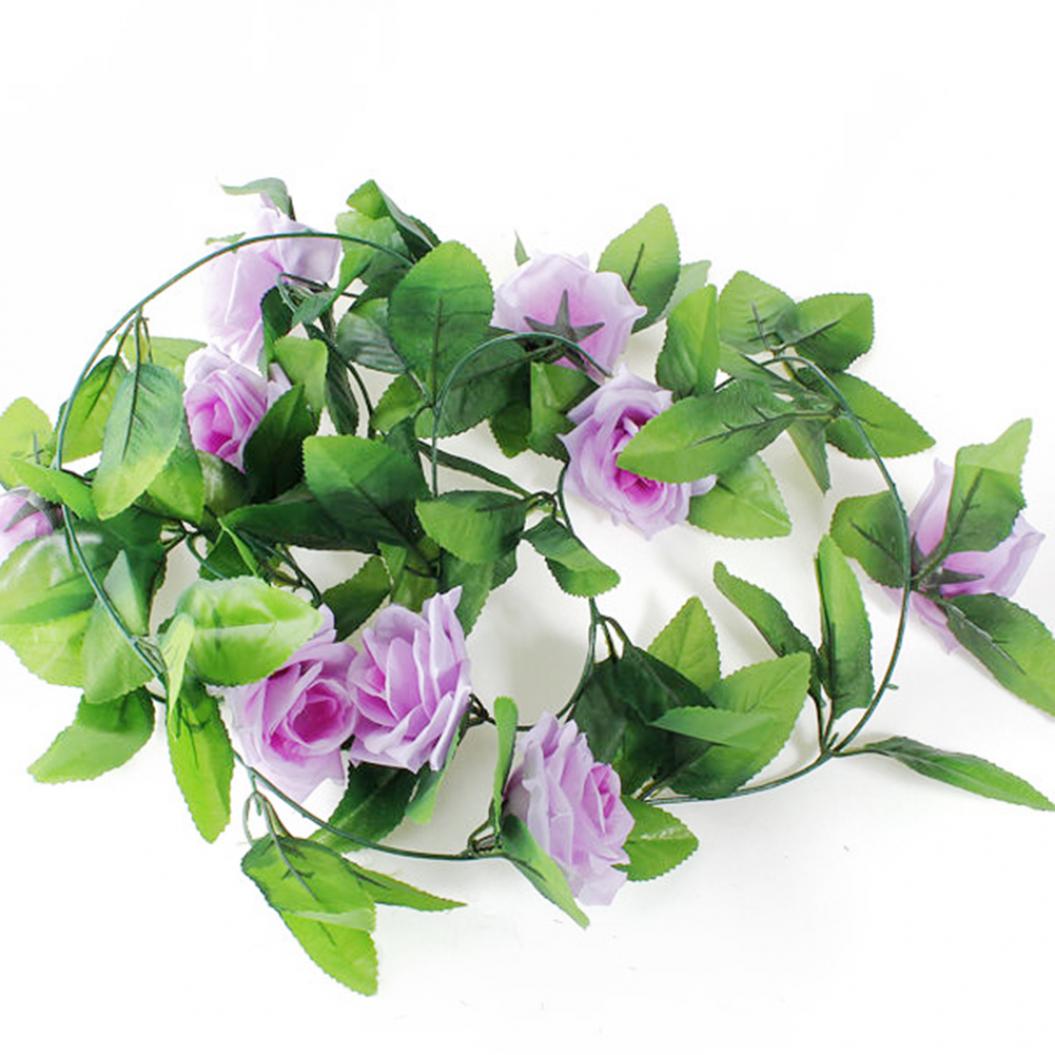 

8-футова штучна гірлянда з троянд, квітка, листя, лоза для дому, весільний декор для вечірки в саду фіолетовий