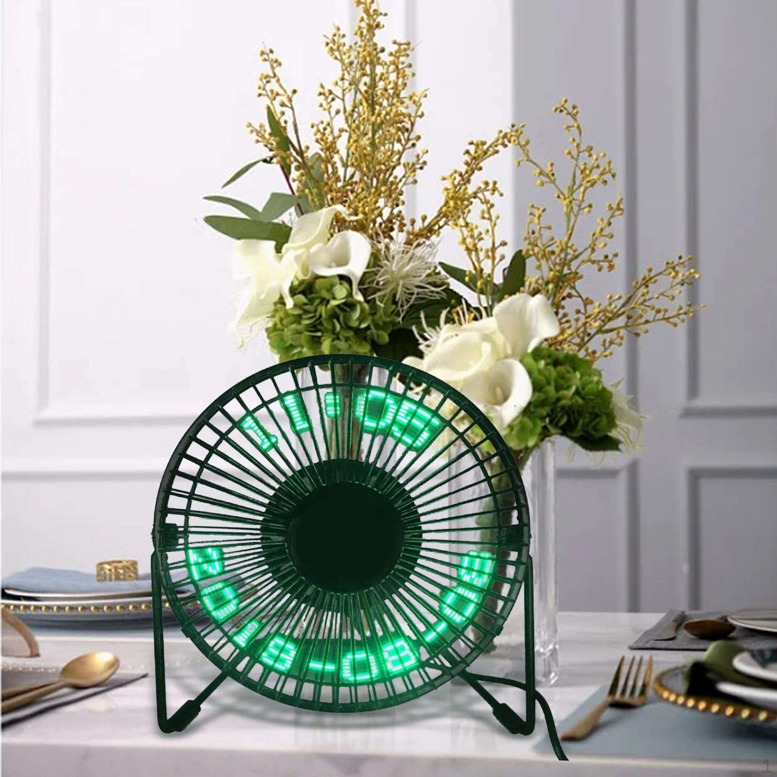 

LED USB Clock Fan Desk with Real Time Display Function Tabletop Desktop Cooling 6 Inch Calendar