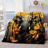 Elephant Amidst Vibrant Flowers And Butterflies. Blanket Flannel Blanket Throw Blanket Sofa Blanket Soft Premium Picnic Blanket Tv Blanket Gifts