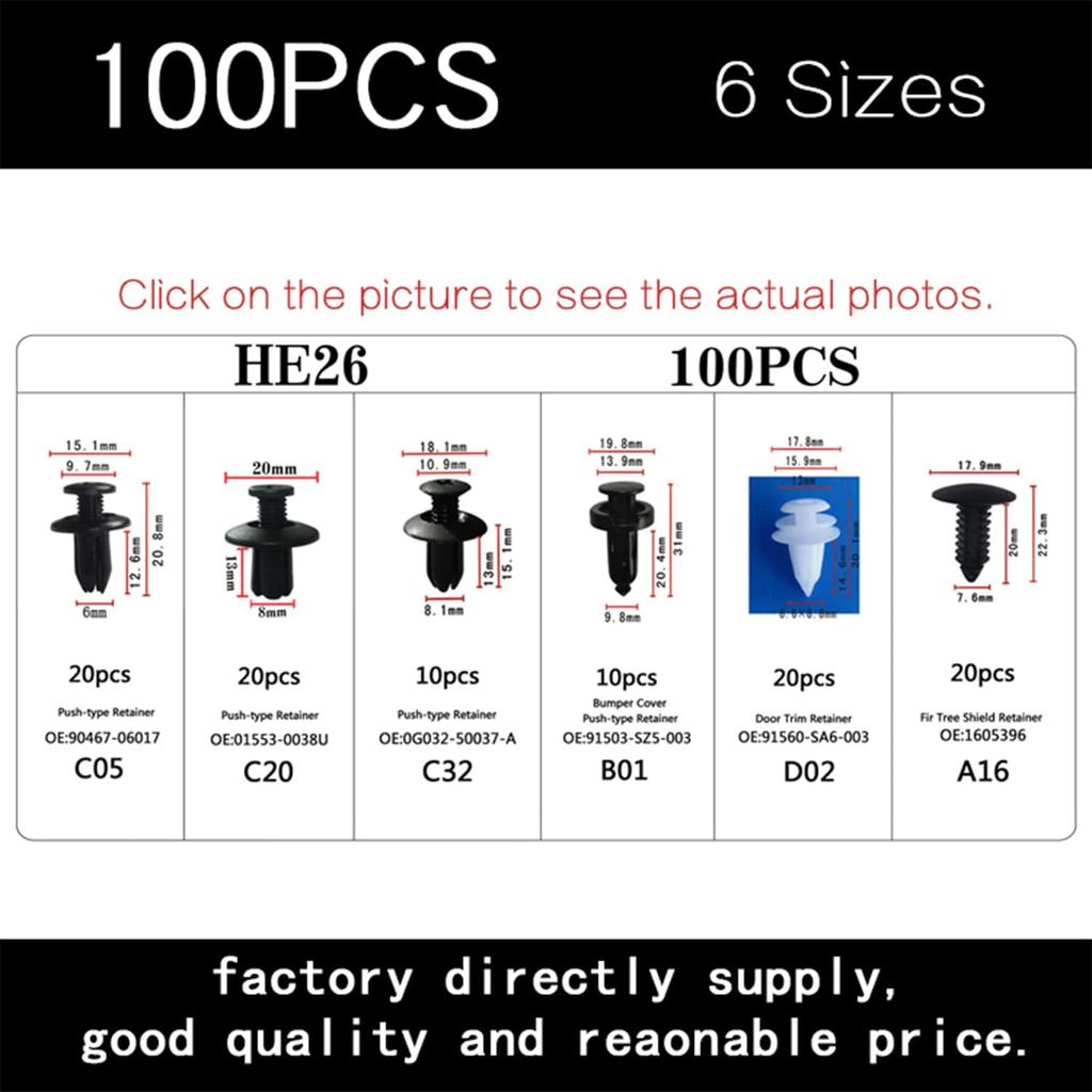 TAORAYO Trycknit Automobilnit Plastnit Dekorationsklämma Tryck-tillbaka Hållklämma Stötfångare