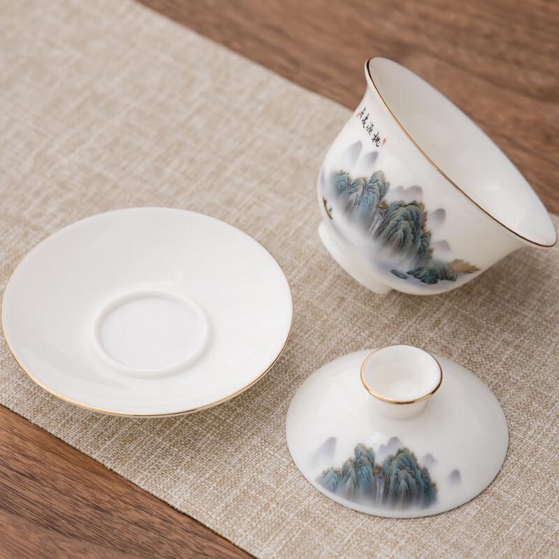 Taoyuan Yiju Goldinlay Weißporzellan Sancai Gaiwan