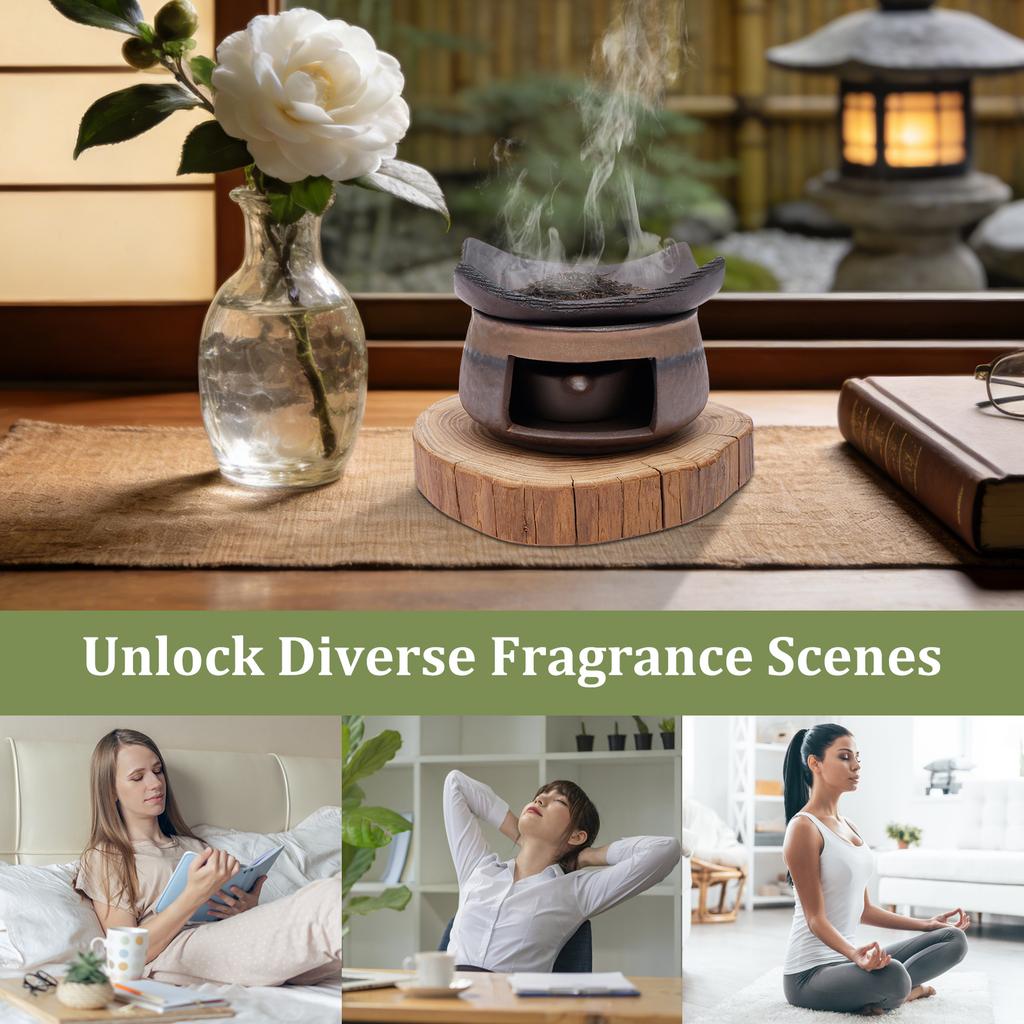 Ceramic Aromatherapy Stove Essential Oil Burner Handmade Tea Stove Warmer Set Zen Incense Burner with Tealight Holders for Home