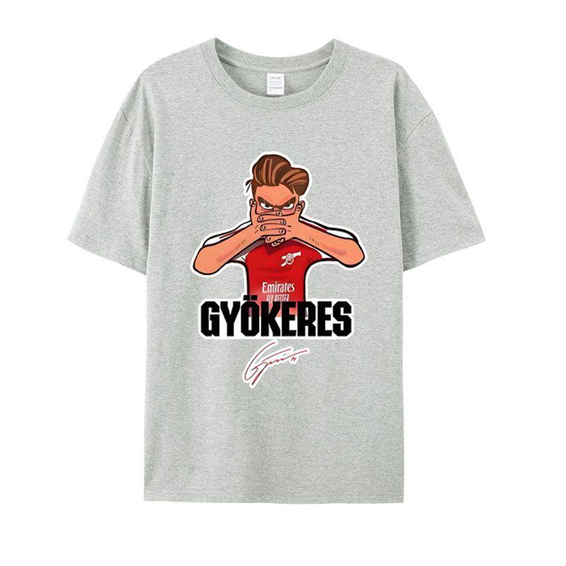 Sommer Herren Buchstaben Cartoon Porträt Bedrucktes Rundhals T-Shirt Neutral 100% Baumwolle Kurzarm Fußballfan Top Große Größe