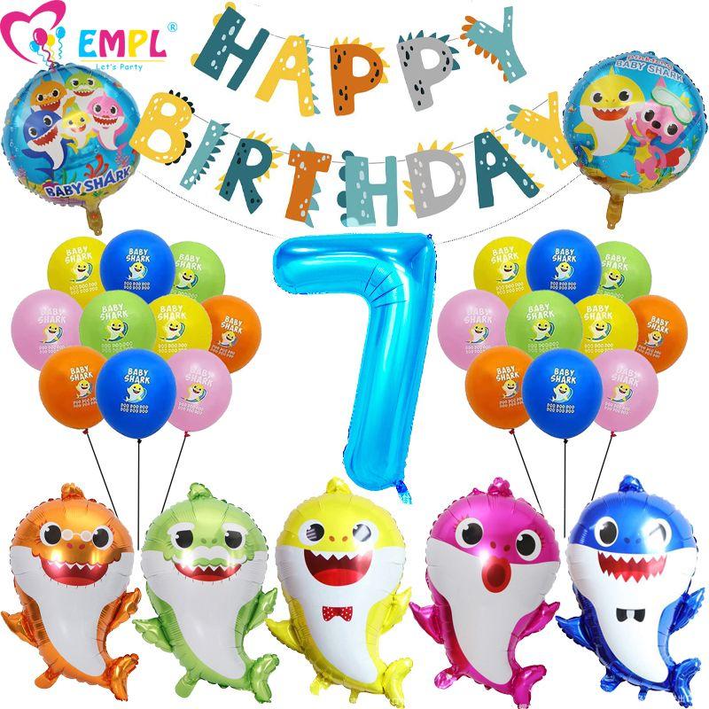 Ocean Shark Series Party Balloon Set Children's First Birthday Scene Decoration