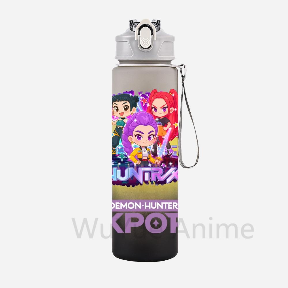 Anime K-Pop Demon Hunters Character Water Cup Large Capacity Outdoor Portable Rope Drinking Bottle Gift for Boys and Girls