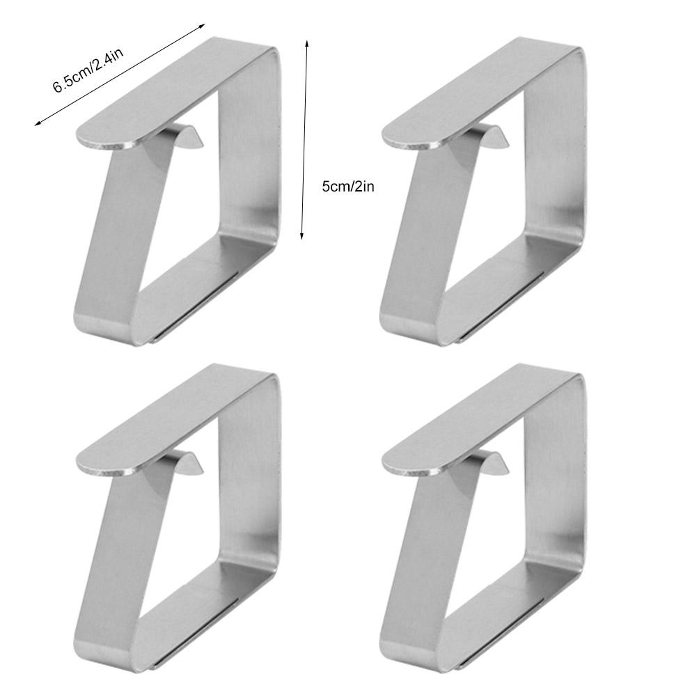 4 st Hushåll Rostfritt Stål Bordsduk Halkfria Klämmor Bordsduksklämma