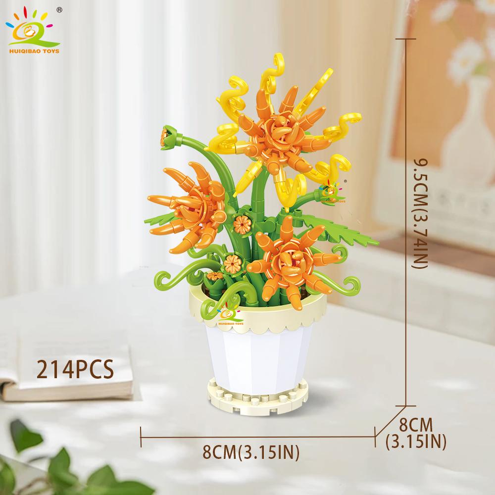 Non-Toxic Moc Eternal Flower With Pot Micro Building Block Diy Sunflower Rose Bouquet Mini Model Brick Toy Home Desk Decoration