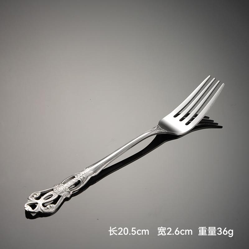 Stainless steel Royal Court series Western food knife, fork and spoon Hollow handle Golden gift 5-piece set Main meal spoon