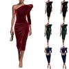 Modisches Damen Samt Off-Shoulder Slim-Fit Bodycon Midikleid