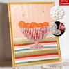 Easy DIY Framed Pearl Bead Painting Kit with Orange Fruit in Bowl Pattern 3D Sparkling Canvas Art for Home Decoration Gift Idea
