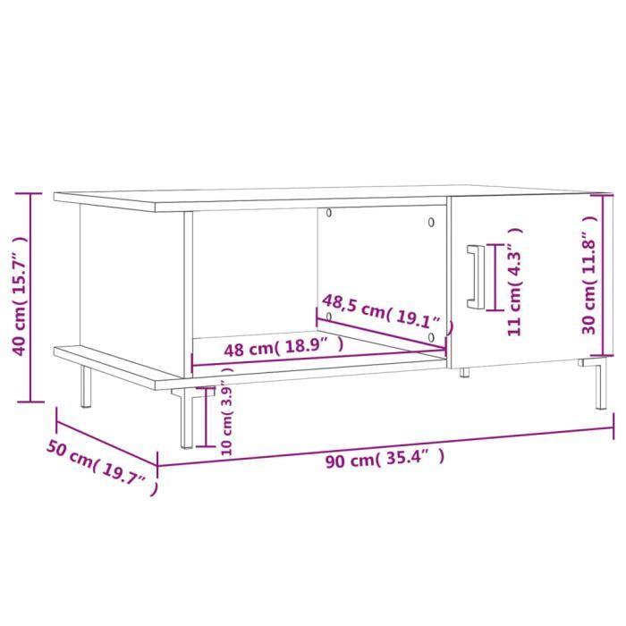 VidaXL Table basse chêne marron 90x50x40 cm bois d'ingénierie 829499