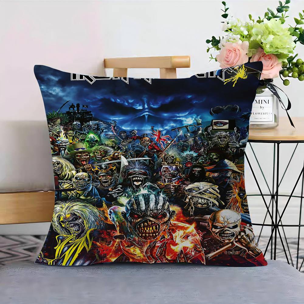 

Classics Band I-Iron M-Maiden Pillow Covers Cartoon Sofa Decorative Home Double-sided Printing Short Plush Cute Cushion Cover 24x24Inch