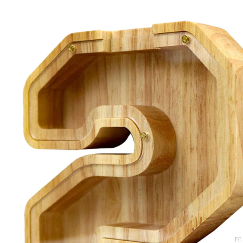 Wooden Piggy Bank Money Box Transparent Coin Saving for Boys Girls Kids