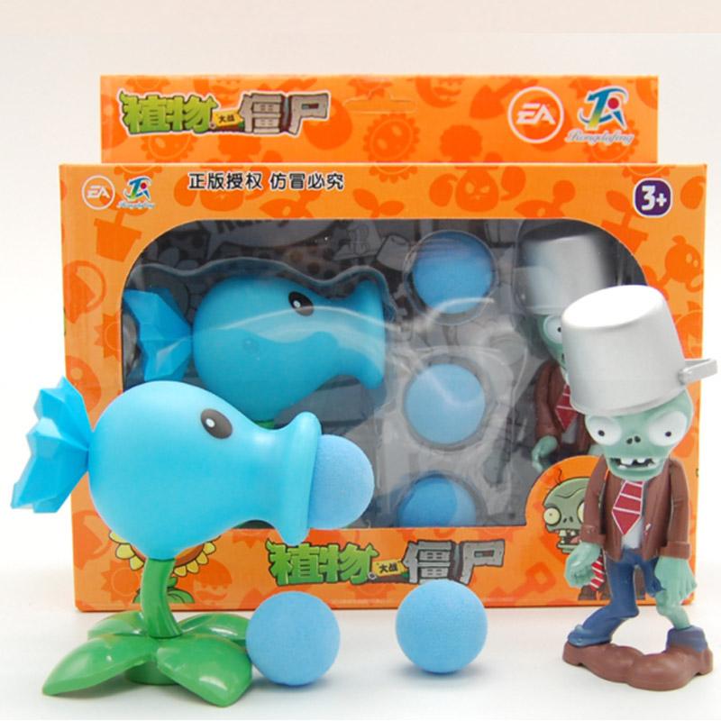 Plants vs Zombies 2 Cactus Peashooter Coconut Cannon A.K.E.E Toy Set 6 Style Game Figures Soft Silicone Zombie Birthday Gift Boy