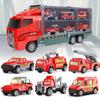 Children's Toy Set with Large Vehicle And 6 Small Cars - Engineering And Fire Truck Toys Combination for Kids