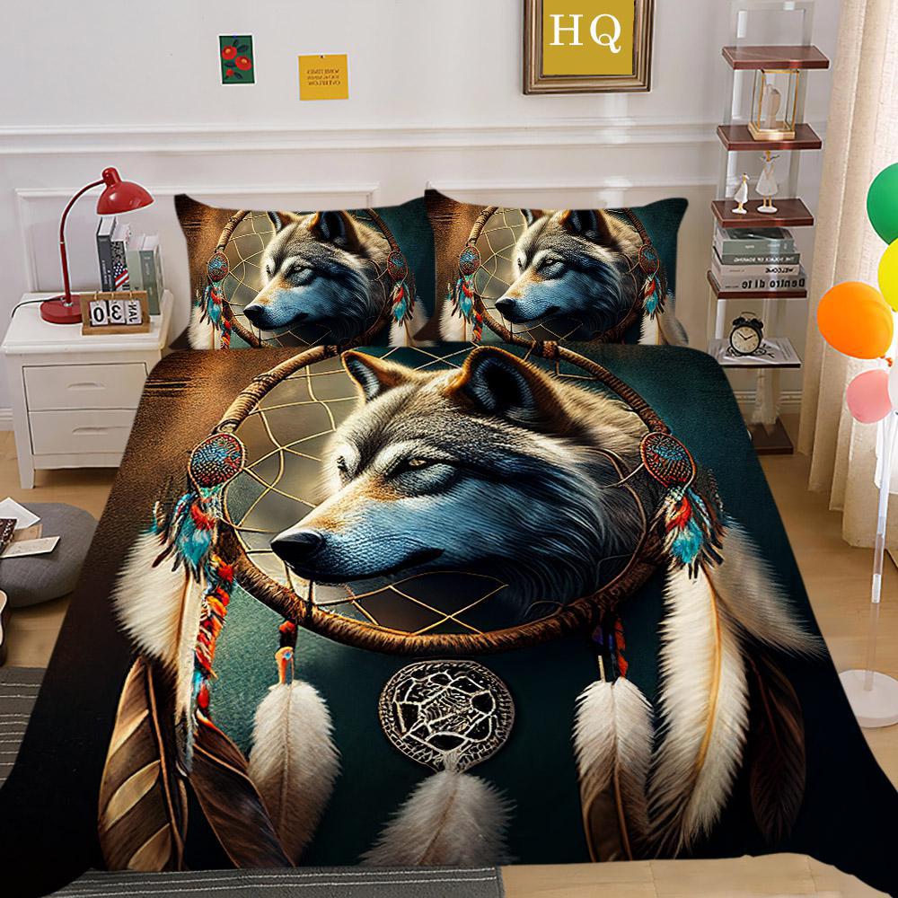 Bedding Polished Four-Piece Set Custom Animal Wolf Print Three-Piece Set Quilt Cover Sheet