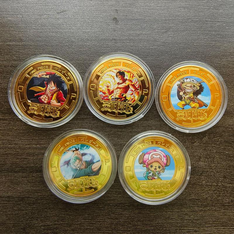 One Piece Anime Series Creative Commemorative Medal, Cartoon Anime Peripheral Figure, Painted Collectible Coin, Toy Coin, Gift