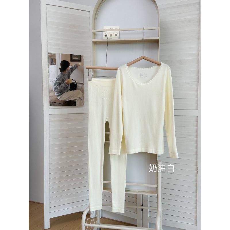 

99 Seamless thermal underwear acrylic heating round neck elastic and comfortable primer set winter long-sleeved long johns average size (80-70 kg)