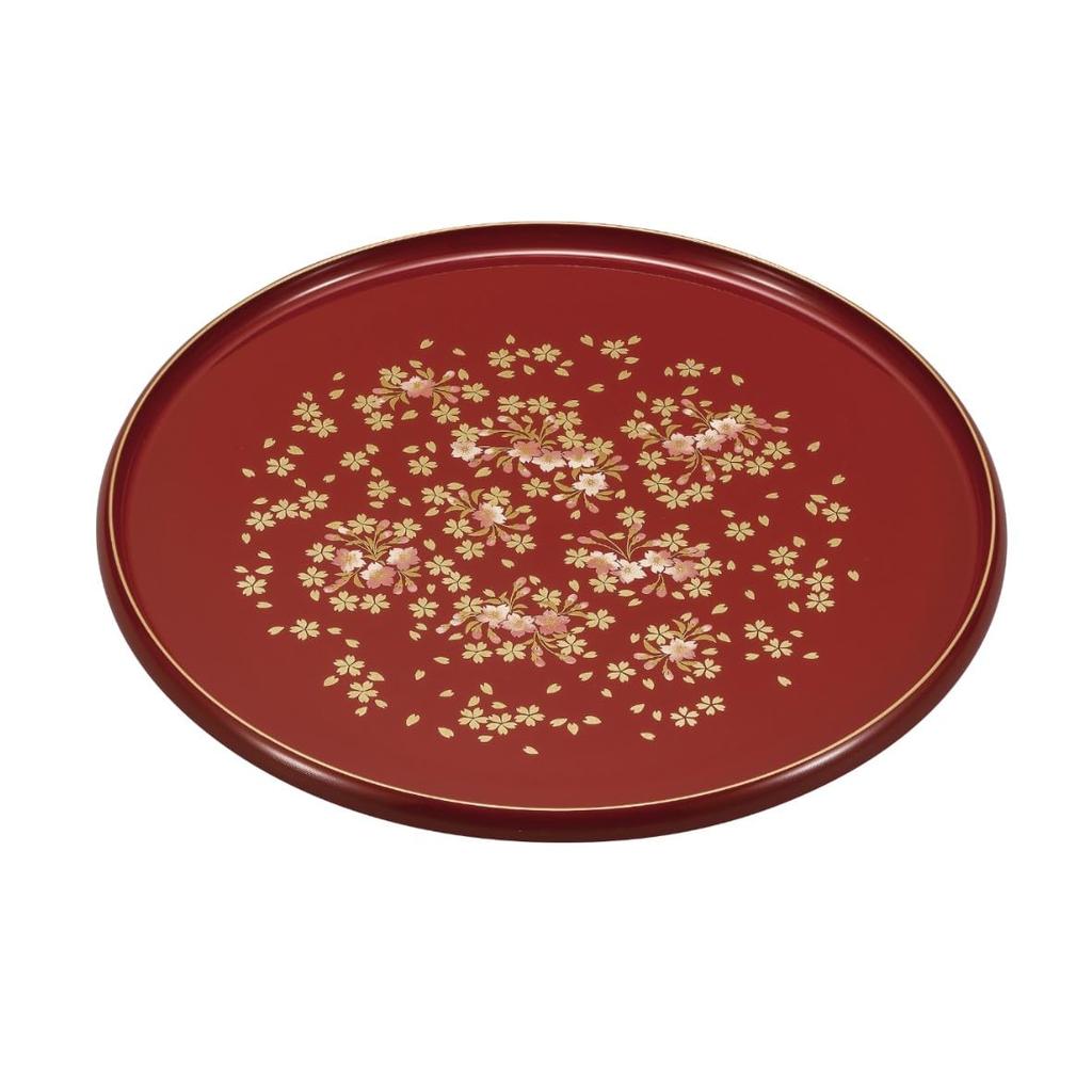 Maeju lacquerware Cherry Blossom Design, 10.0cm Round Tray, Vermilion, 6M-132