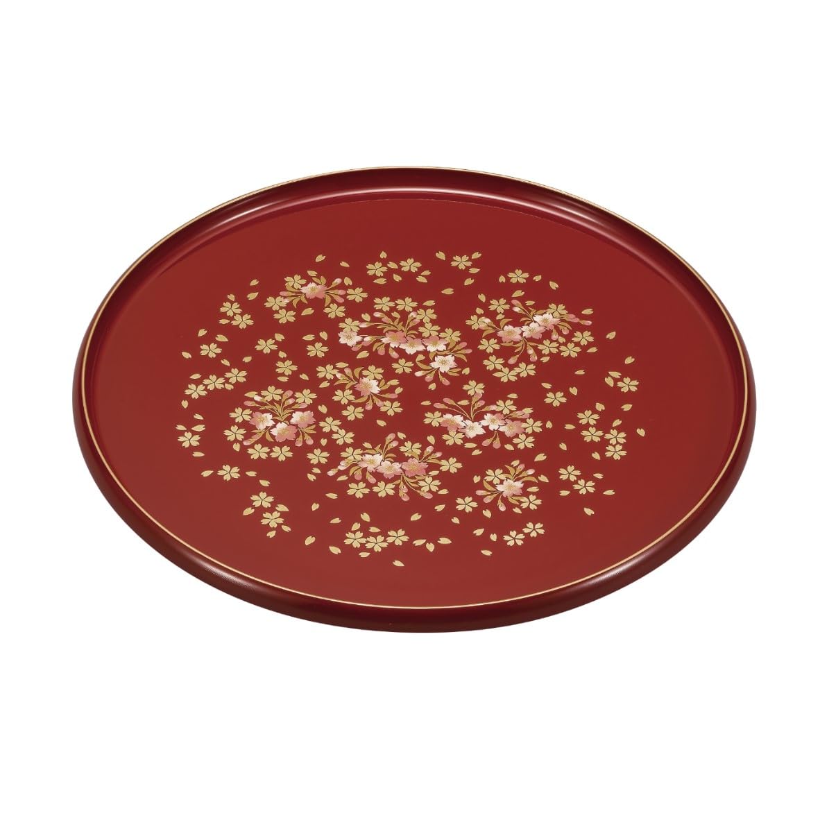 

Maeju Lacquerware Cherry Blossom Round Design, 10.0cm Tray, Vermilion, 6M-132
