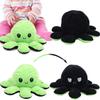 Octopus Plush Doll Reversible Stuffed DoubleSided Flip Animal Lovely Baby Toys(GreenBlack 20 x 10cm)