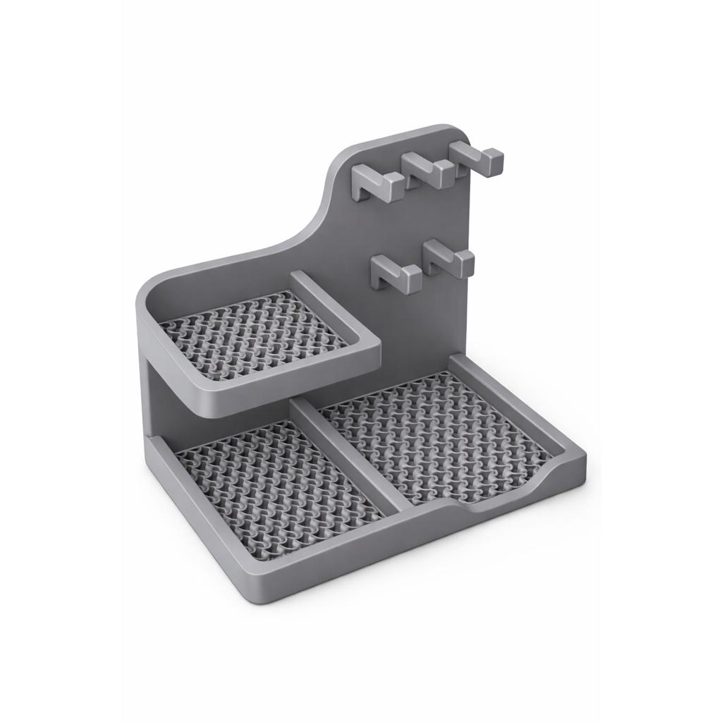 Gray organizer container for keys, wallet, watch, for the hallway