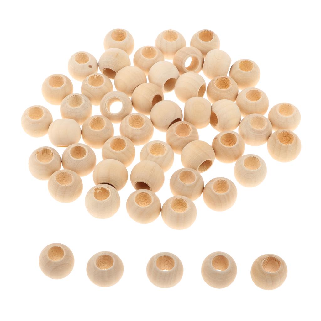 100 Stück große, runde, lose Holzperlen, 12 mm