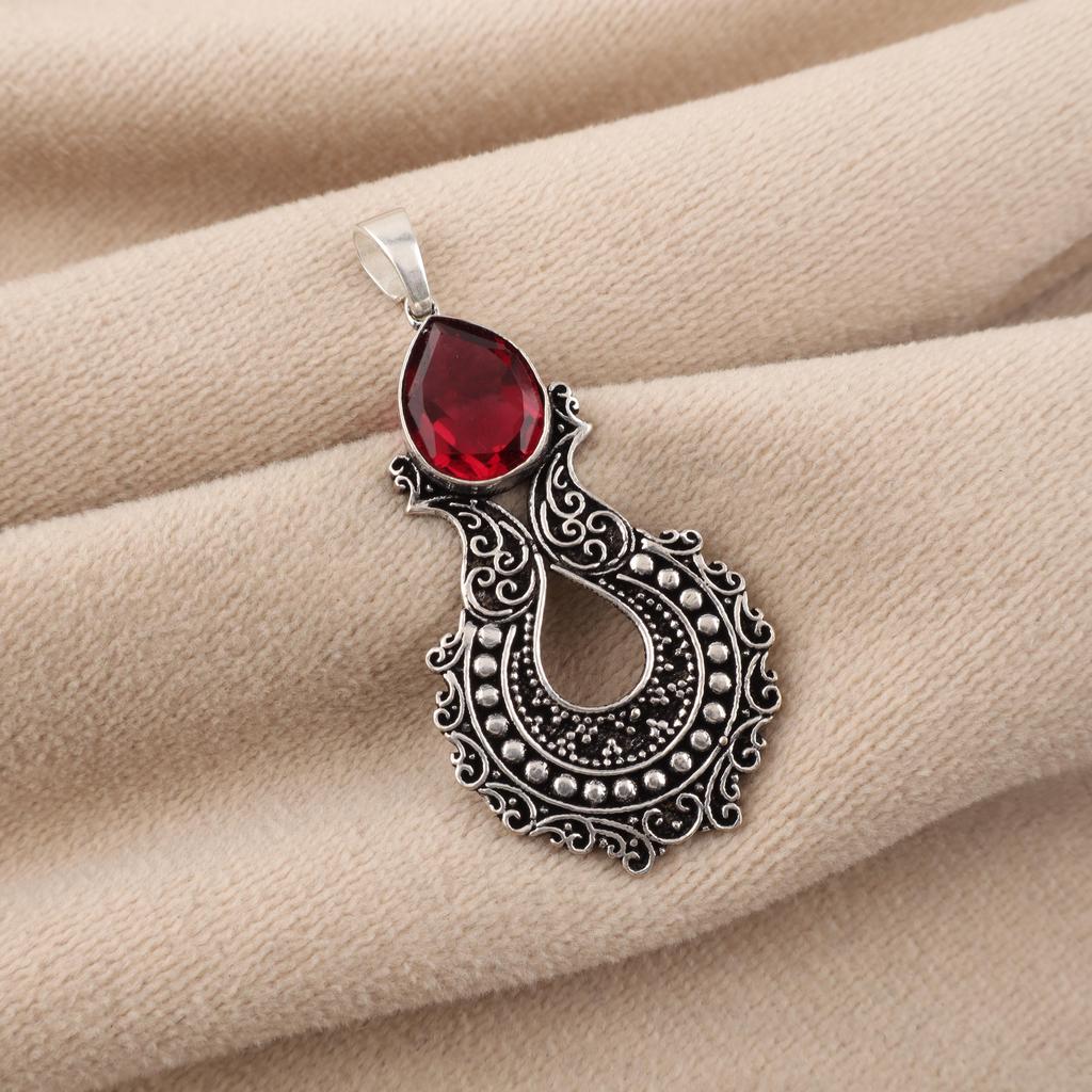 Natural Pink Rubellite Gemstone 925 Sterling Silver Women Jewelry Designer Long Pendant 1.8" Gift For Wife/Mom CP-45-10
