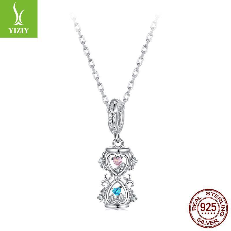 S925 Silver Spring Hourglass Pendant Wind Personality Diy Bracelet Beaded Accessories Charm